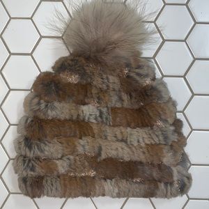 Genuine Rabbit Fur Beanie OS